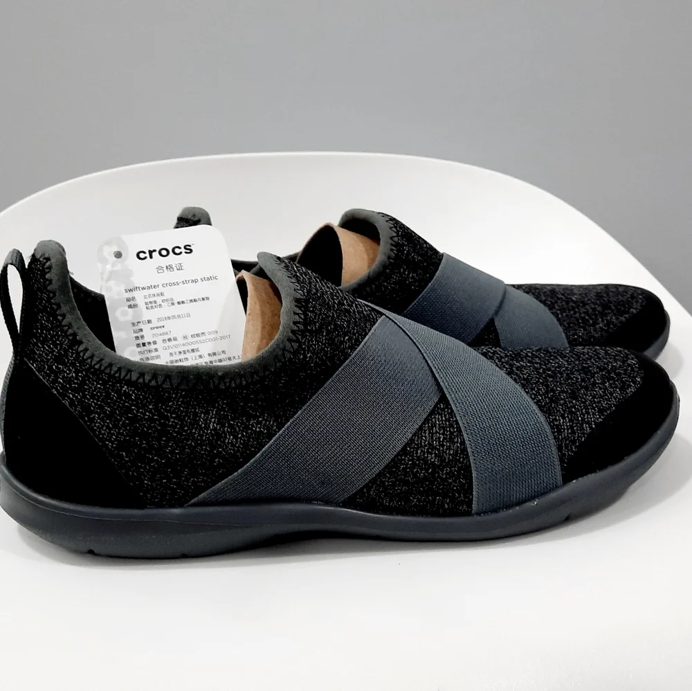 Crocs Swiftwater Cross Straps Pull-on Black Gray color #6